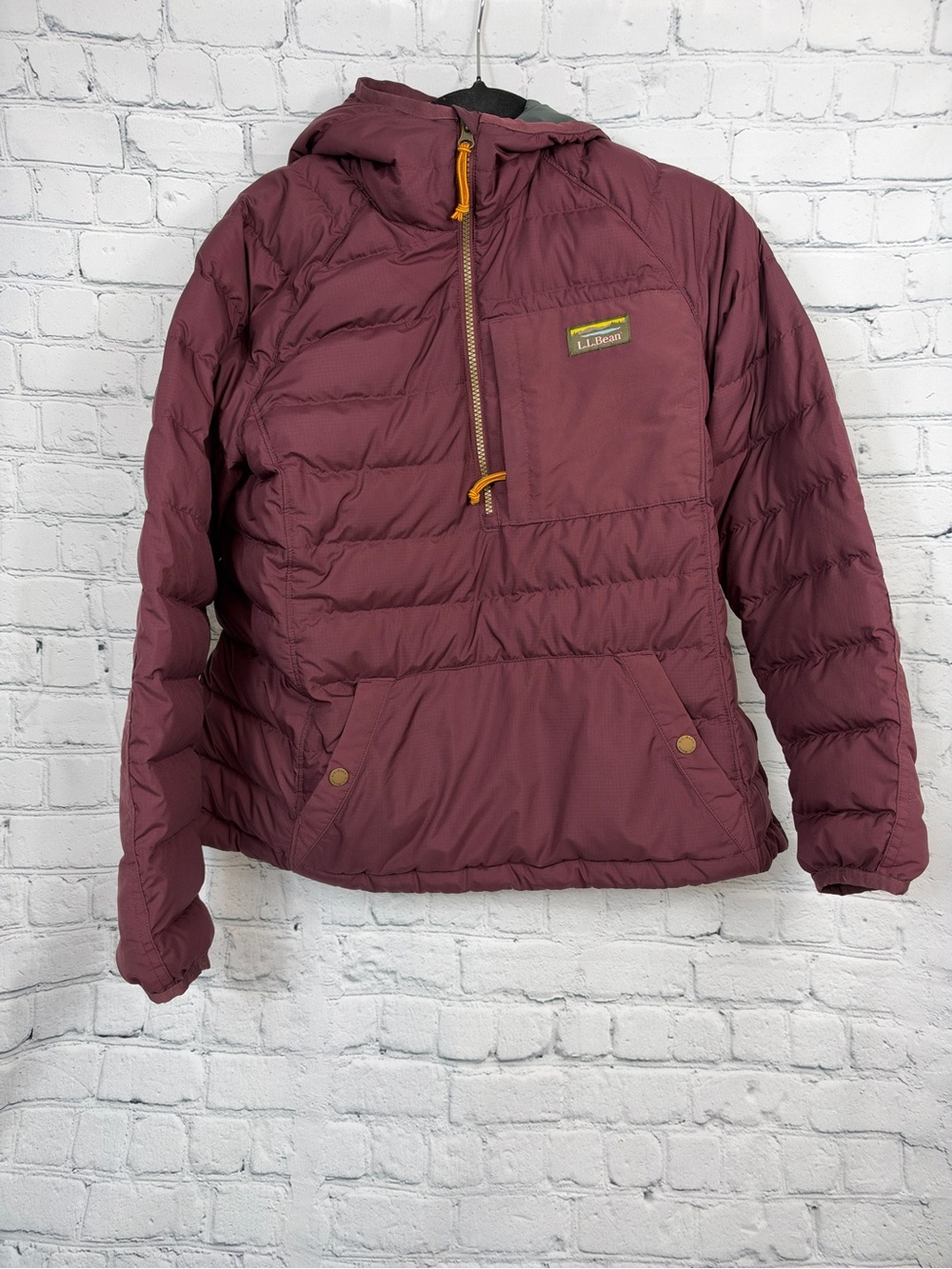 L.L.Bean Mountain Classic Down Pullover burgundy size XS petite